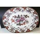 A large 19th century Wedgwood Pearl Camelia pattern floral decorated meat platter.