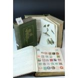 Two hb books British Birds and their Haunts and Flowers of the Fields together with a stamp album