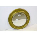 Circular Metal Framed Mirror with Bevelled Edge formed in the style of a Regency Ball Framed Mirror,