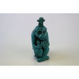 A scent bottle in the form of a seated monkey.