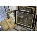 A quantity of antique prints etc to include G Morland .