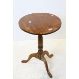 George III Style Oak Circular Table raised on a turned column support with three splay legs, 51cms