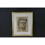 A 20th century portrait of John F Kennedy indistinctly signed 20 x 15 cm.