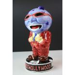 Ceramic Planet Hollywood Jar / Figure of a Man with Blue Head wearing Sunglasses, 26cms high