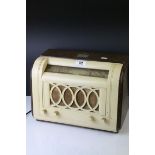 His Master's Voice ' Wooden and Cream Bakelite Cased Radio, model no. 1356, 38cms wide