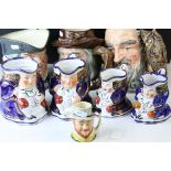 Three Royal Doulton Large Character Jugs including The Compleat Angler, Merlin and one other