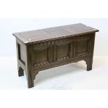 Small Oak Three Panel Coffer, 93cms long x 54cms high