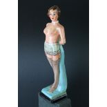 Ceramic Figure of a Mid 20th century Topless Lady wearing suspenders, 27cms high