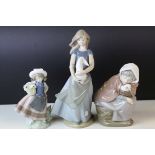Boxed Lladro Figure ' Sweet Scent ' model no. 05221 together with Two Nao Figures of a Girl