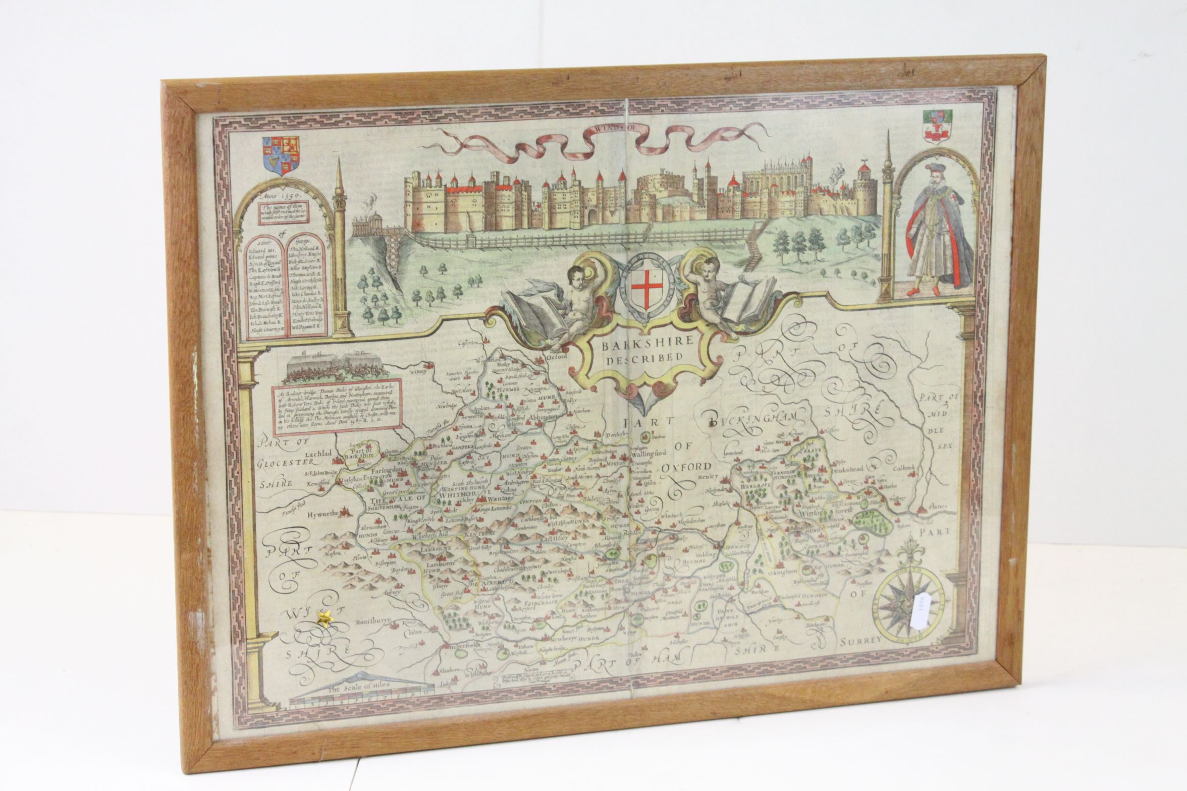 A framed and glazed antique hand coloured map of Berkshire together with a coloured map of St - Image 6 of 12