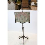 Regency Mahogany Pole Screen with Tapestry Panel, raised on three scrolling supports, 157cms high