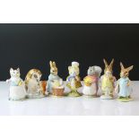 Seven Beswick Beatrix Potter's Figures including Tabitha Twitchett, Cecily Parsley, Good Tiptoes,