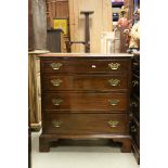George III Style Small Mahogany Chest of Four Long Drawers, raised on bracket feet, 70cms wide x