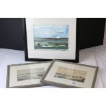 M. Goss, Pair of Estuary Scene Watercolours, signed together with Alan Bland Watercolour titled '