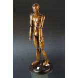 Wooden Male Articulated Artist's Figure held on a Wooden Stand, 39cms high