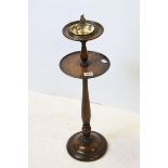 1930's / 40's Oak Ashtray Holder on Stand with Brass Sailing Ship Ashtray, 78cms high