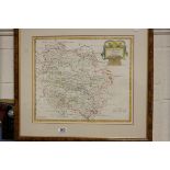 A framed and glazed Robert Morden map of Herefordshire.
