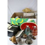 Collection of Mixed Items including Glass Storm Jars, Herb Flower Pots, Wooden Dishes painted as