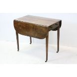 19th century Mahogany and String Inlaid Pembroke Table, with drawer to end, raised on square