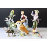 Collection of Six Ceramic Figures including Karl Ens Model of Two Birds on a Branch, Beswick