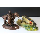 Mid 20th century Bossons Woodpecker & Young Wall Bracket together with Resin New Zealand Stockman