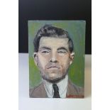 Greenow oil on board portrait of what is believed to be Gangster Lucky Luciano 18 x 12 cm.