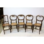 Four Late Victorian Balloon Back Bedoom Chairs with Cane Seats plus another Chair with Cane Seat