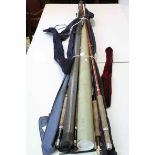 Five Fishing Rods including a Drennan two piece lure/fly rod, vintage Dunwich fly rod,