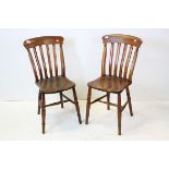 Pair of Lathe Back elm Seated Kitchen Chairs