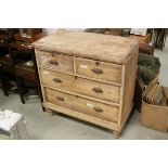 Victorian Oak Chest of Two Short over Two Long Drawers, with iron cup handles, 91cms wide x 89cms