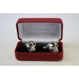 Pair of Silver Scull Cufflinks, cased