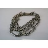 Long Albert Style Silver Chain on 60 inches