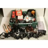 Large Quantity of Cameras - Canon, Nikon, etc, plus Lenses, Slide Developing Tank and Accessories