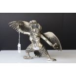 White Metal Tibetan Figure of a Bird Man Deity / Karura, 15cms high