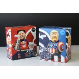 Two boxed Leader Shit series figures Captain Trump and Super Kim.