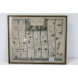 A framed and glazed John Ogilvy antique map THE ROAD FROM OXFORD TO CHICHESTER.