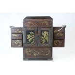 19th century Japanese Lacquered and Gilt Table Top Cabinet with various drawers