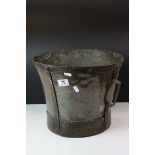 Antique Copper and Iron Bound Two Handled Bucket, 28cms high