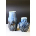 Crown Ducal Blue Ground Greek Key Pattern Vase together with one other