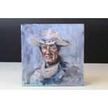 Greenow oil on board portrait of film star John Wayne.
