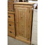 Pine Cupboard, the single panel doors opening to reveal adjustable shelves, 66cms wide x 139cms high