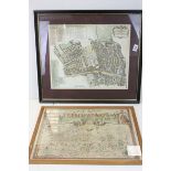 A framed and glazed antique hand coloured map of Berkshire together with a coloured map of St