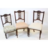 Set of Three Edwardian Salon Chairs including one low chair