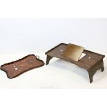 Late 19th / Early 20th century Mahogany Shaped Serving Tray with Marquetry Inlay, Gallery Rail and