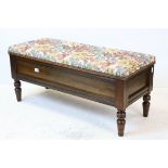 Late Victorian Window Seat with upholstered hinged lid, 101cms long x 47cms high