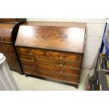 George III Mahogany Bureau, the sloping drop front opening to reveal a fitted interior, over two