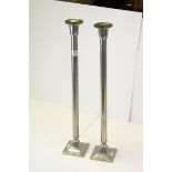 Pair of Tall Chrome Candlesticks, 70cms high (2)
