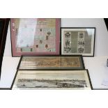A group of framed antique prints to include 17th century view of London from the Thames, European