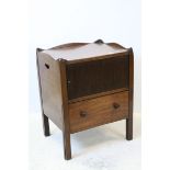 George III Mahogany Pot Cupboard / Bedside Cabinet with tambour door to cupboard over a drawer,
