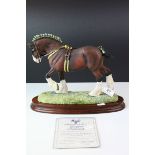 Border Fine Arts Sculpture ' Champions of Champions Shire Stallion ' on Wooden Plinth, limited